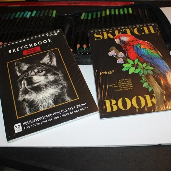 PRINA Art Supplies 120-Colored Pencils in Case and 2 New Sketch Books - Picture 5 of 7